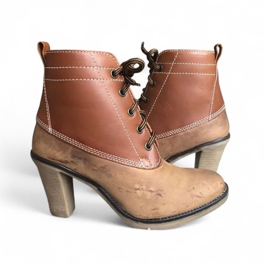 Johnston & Murphy Women's Two-Tone Brown Lace-Up Ankle Boots Size 6.5 M